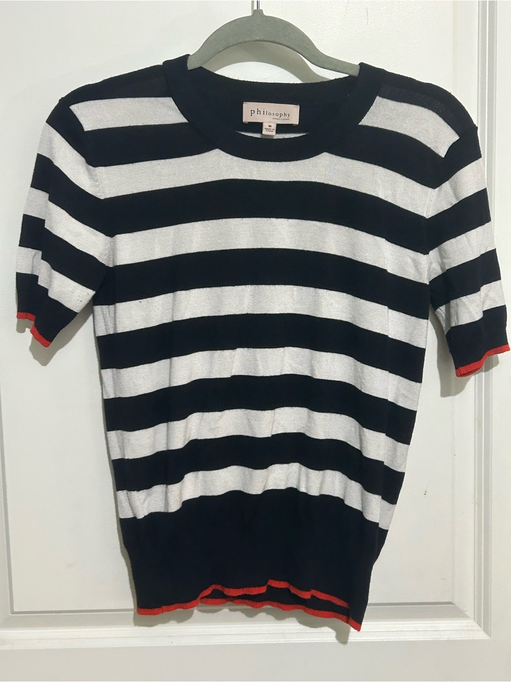 Philosophy Nautical Striped Knit Top Navy White Size M